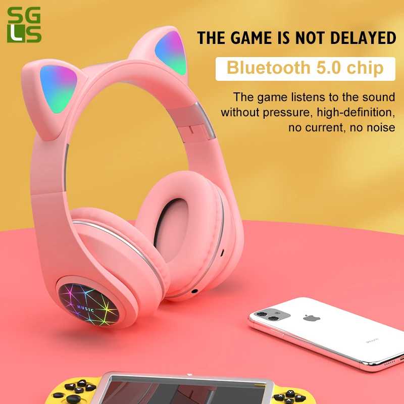 

Новая гарнитура M2 с кошачьими ушками и светодиодной вспышкой, Bluetooth 5,0, для молодых людей, для детей, Bluetooth-наушники, Bluetooth-гарнитура