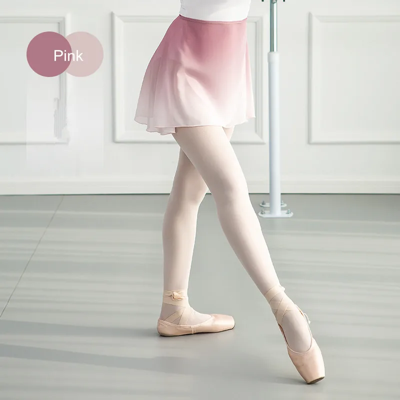 

New Lace Up Gradient Ballet Dress with Short Skirt Chiffon Dance Skirts Women Adults Soft Pink Green Costumes
