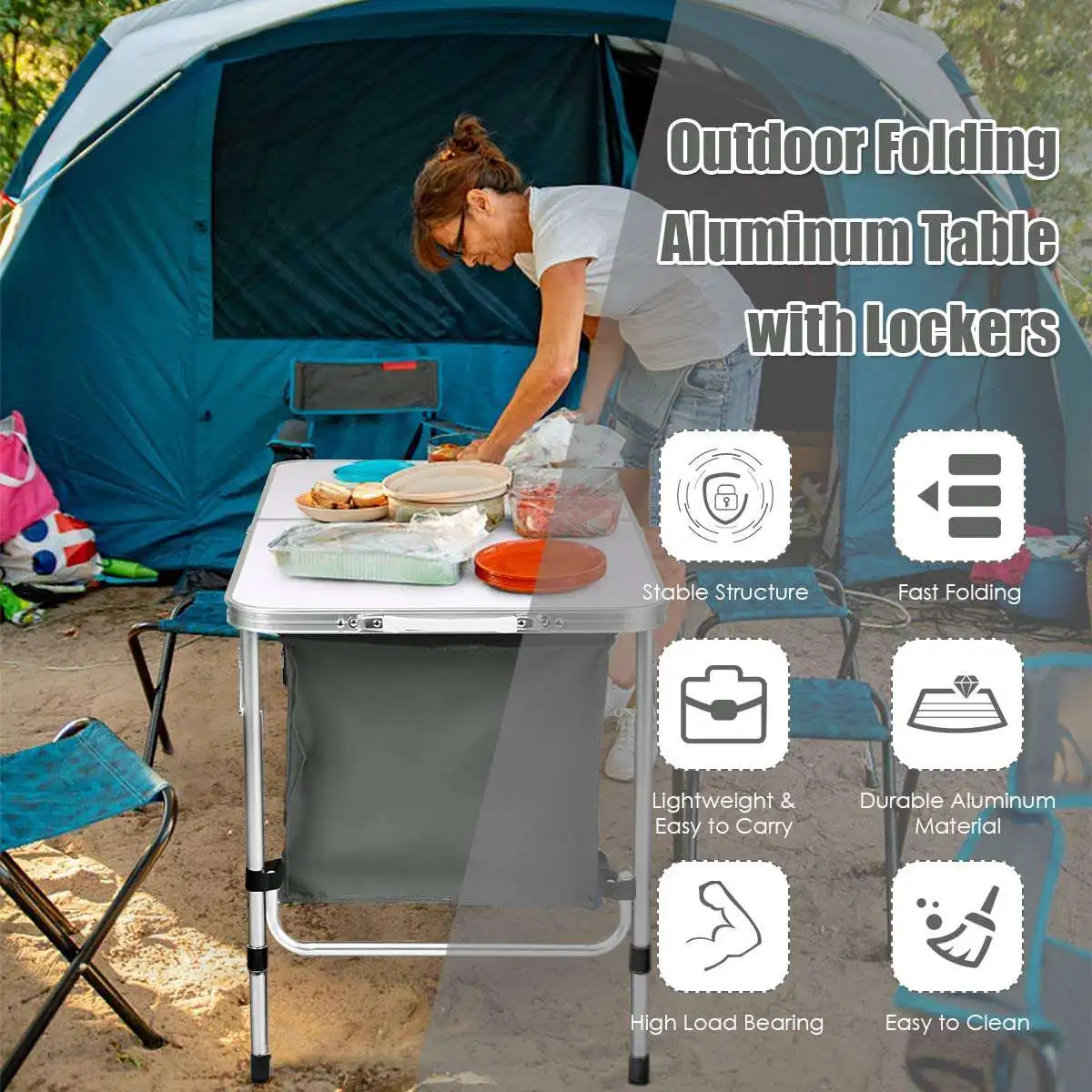 저렴한 야외 캠핑 테이블 휴대용 접이식 책상 가구 컴퓨터 테이블 알루미늄 하이킹 등산 피크닉 접이식 테이블 의자