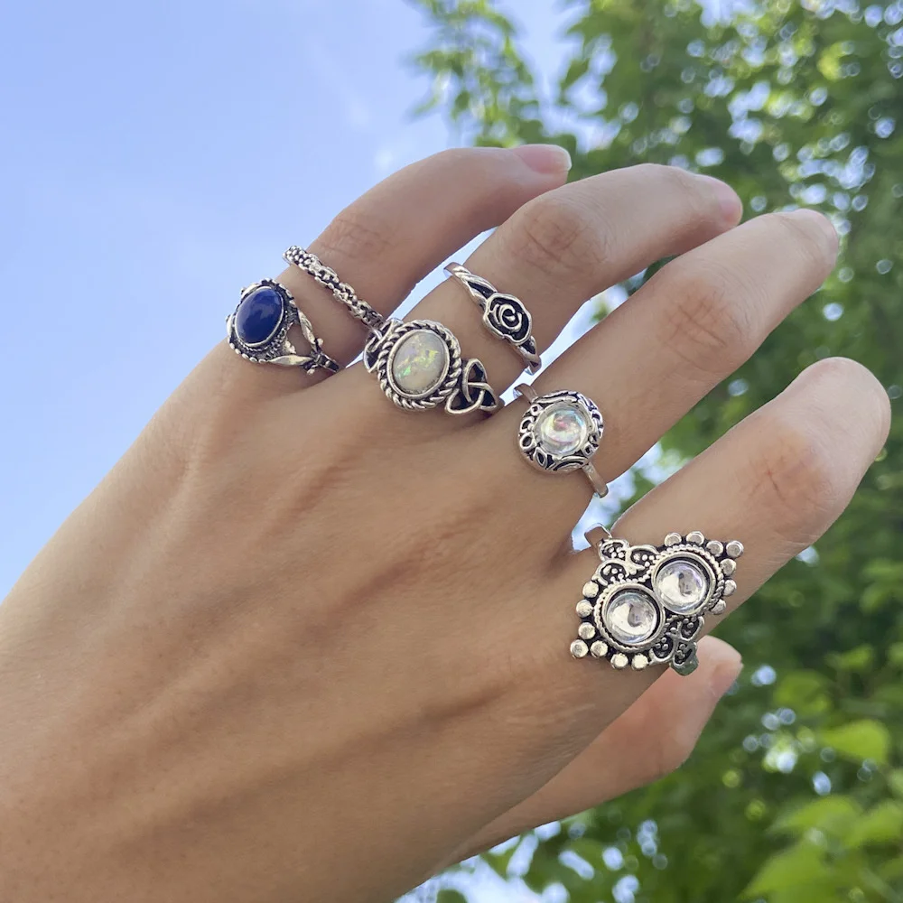 

New Retro Punk Style Snake Dragon Men Women Personality Exaggerated Antique Silver Color Fashion Tail Rings Trend Fine Girl Gift