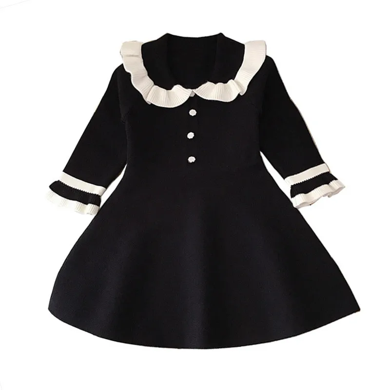 Трикотажное платье-свитер для девочек от 2 до 7 лет Модное детское осенне-зимнее