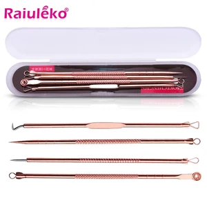 4 шт.компл. 2 цвета уход за кожей лица Очищение, инструмент для удаления прыщей иглы ложка моющим средством для очистки от прыщей точечный инструмент для удаления камедонов