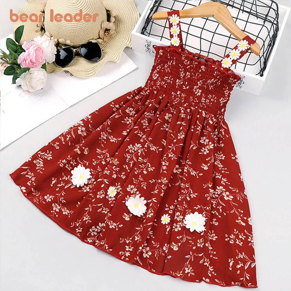 

Bear Leader Baby Flower Girls Dresses 2022 New Fashion Floral Print Toddler Sling Princess Dress Kids Children Clothes Outfits