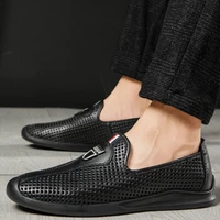 fashion mens shoes casual genuine leather slip on loafers male classics black white flats shoe man big size 36 47 shoe for men