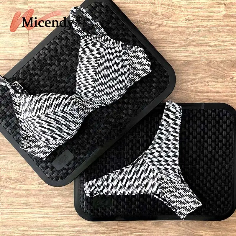 

Micendy Print Bikinis Women Swimsuits Sexy Push Up Bathing Suits Summer Plaid Micro Swimwear Beach Underwired Bikini Sets Swim