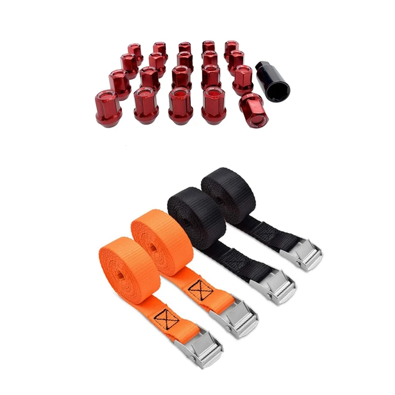 

4 Pcs Lashing Tie Down Straps and Cam Lock Buckle Up with 20 in 1 for Honda Ford Wheels Modified Anti-Theft Tire Nut