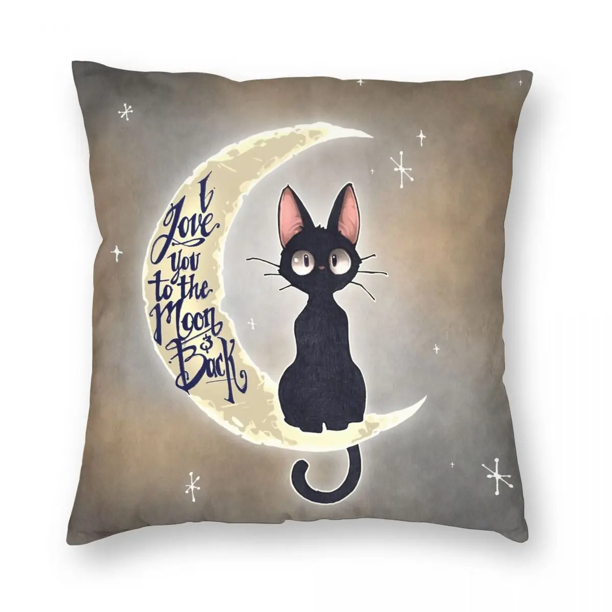 Квадратный чехол-наволочка из полиэстера и льна с надписью I Love You To The Moon | Дом сад