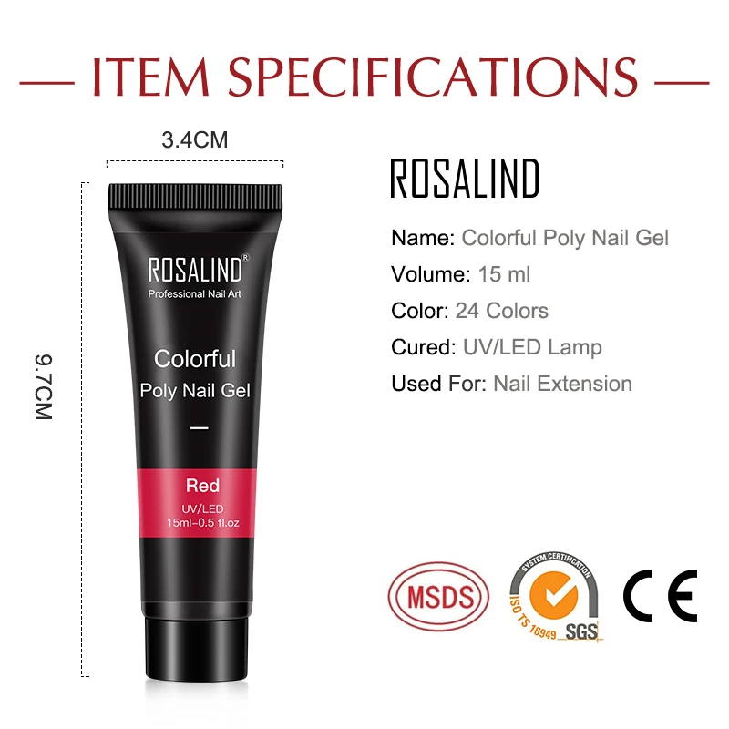 

ROSALIND Gel Nail Professional Set Extension Glue Mini UV Lamp Manicure Tool Nail Art Decoration Poly Nail Gel Semi Permanent