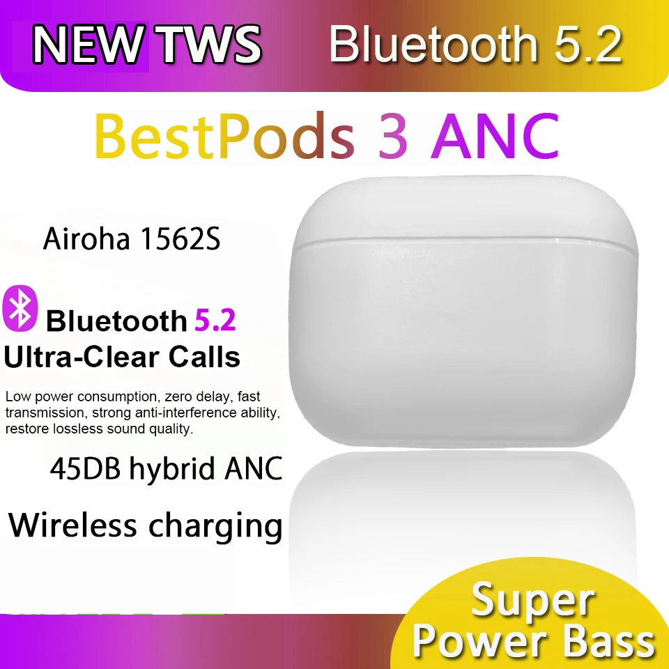 

Bestpods 3 Anc Wireless Bluetooth Earphone 45DB Airoha 1562s Earbuds Pk I900000 Tws I999999 Pro Max Air 3 Ear Buds Earphones