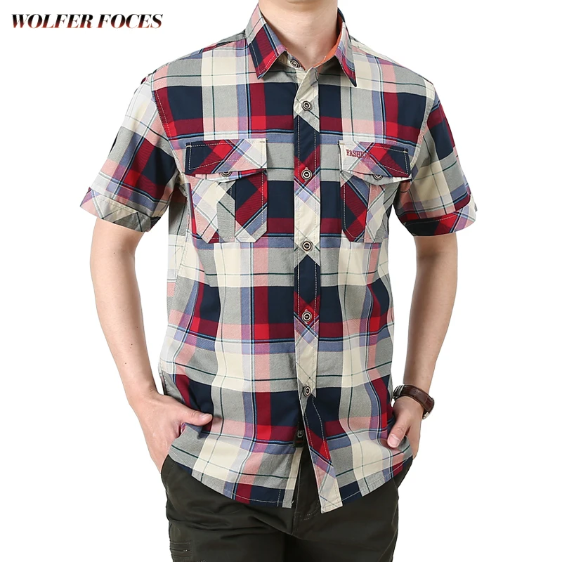 

Men's Plaid Shirt Spring/Summer New Fashion Clothing 2021 Business Casual Loose Large Size Shirt S-4XL
