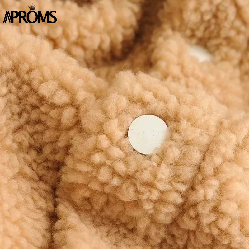 Aproms Сплошной цвет из искусственного меха базовая куртка мягкая женская тедди теплое пальто зимние короткие куртки