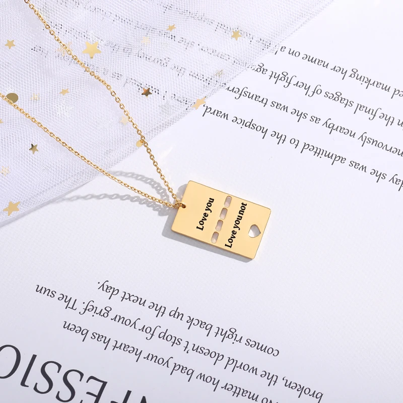 Ожерелье с надписью love you женское ожерелье из нержавеющей стали золотого цвета
