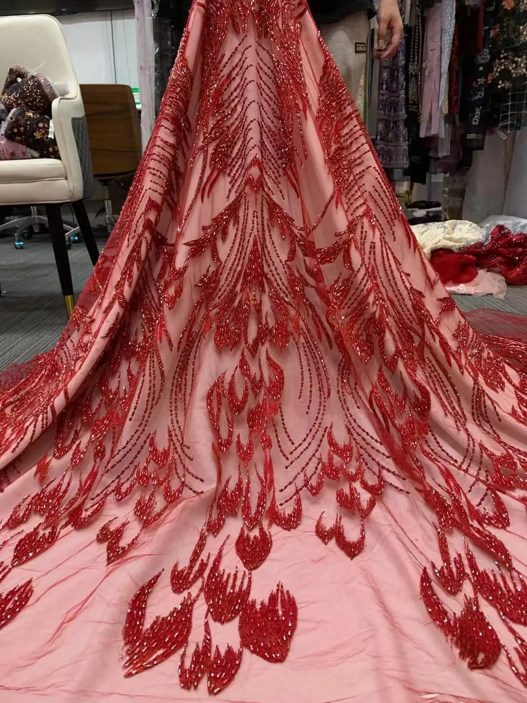 

В африканском стиле высокое бисером кружевной ткани Высокое качество французский чистая тюль кружева ткани в нигерийском стиле SYJ-2986825 ручн...