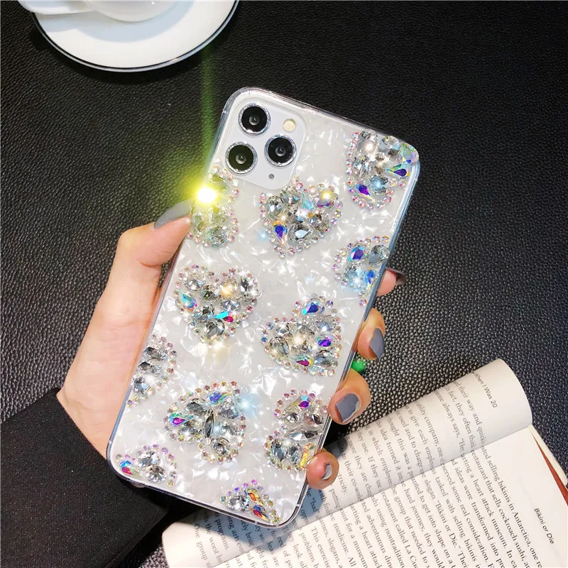 

Love Diamond Phone Case for iphone 12 12 Pro Max Xr 6 7 8 Plus X Case Bling Rhinestone Cover for iphone 11 Pro Max Xs Max Coques