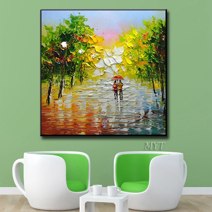 

Textured Street Scenery Art Hand Painted Canvas Oil Painting Abstract Wall Art Pictures Art Oil Paintings For Home Wall Decor