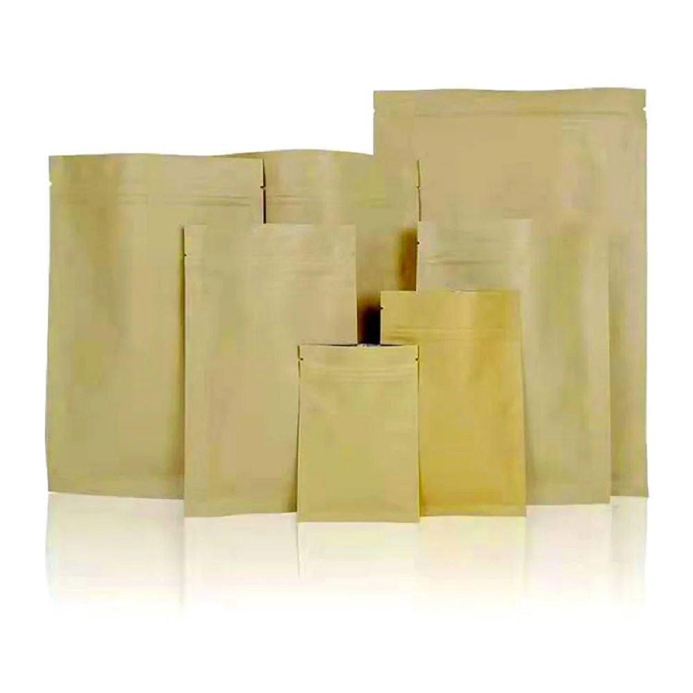 

1000Pcs Zip Lock Resealable Dustproof Packaging Pouches Brown Kraft Paper Mylar Foil Storage Tear Notch Nuts Snack Gift Food Bag