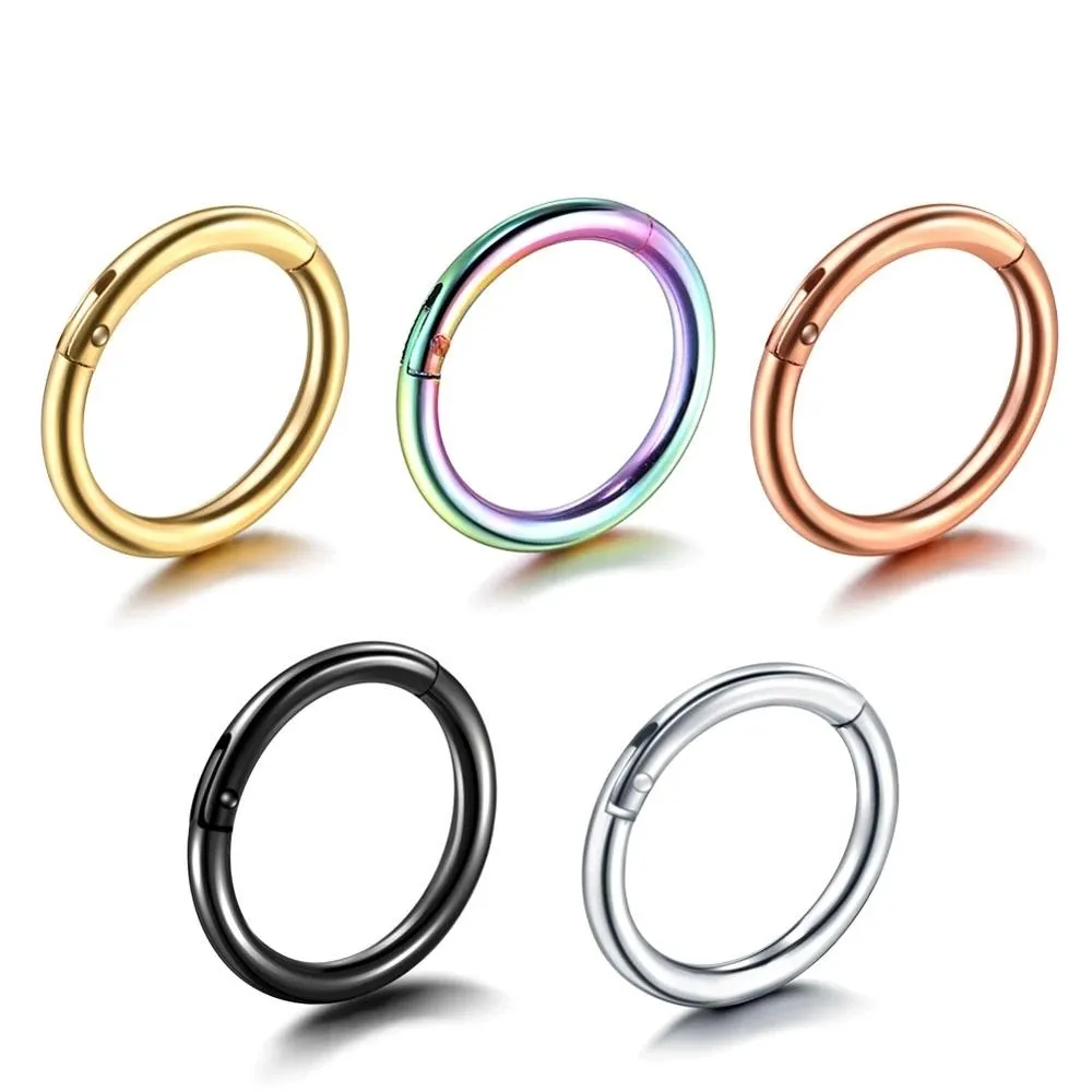 2021 Surgical Steel Nose Ring Clicker Septum Piercing Ear Lips Cartilage Pircing Earring Helix Cliker 1pcs | Украшения и
