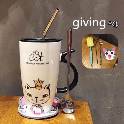 Милая кружка для воды с мультяшным котом керамическая Офисная индивидуальная