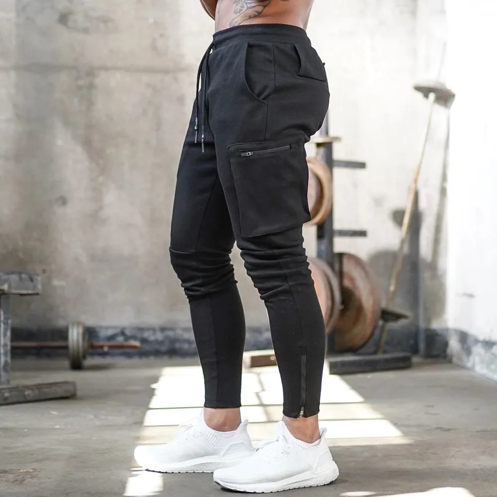 Штаны для бега мужские спортивные облегающие брюки штаны с несколькими