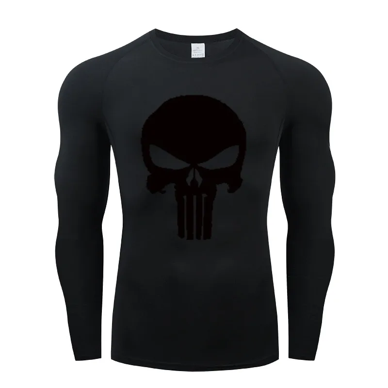 

Men clothes 2021 New Mens Summer Skull Print Jerseys Men Long Sleeve T-shirt Compression Underwear t Shirt MMA Rashgard t shirts
