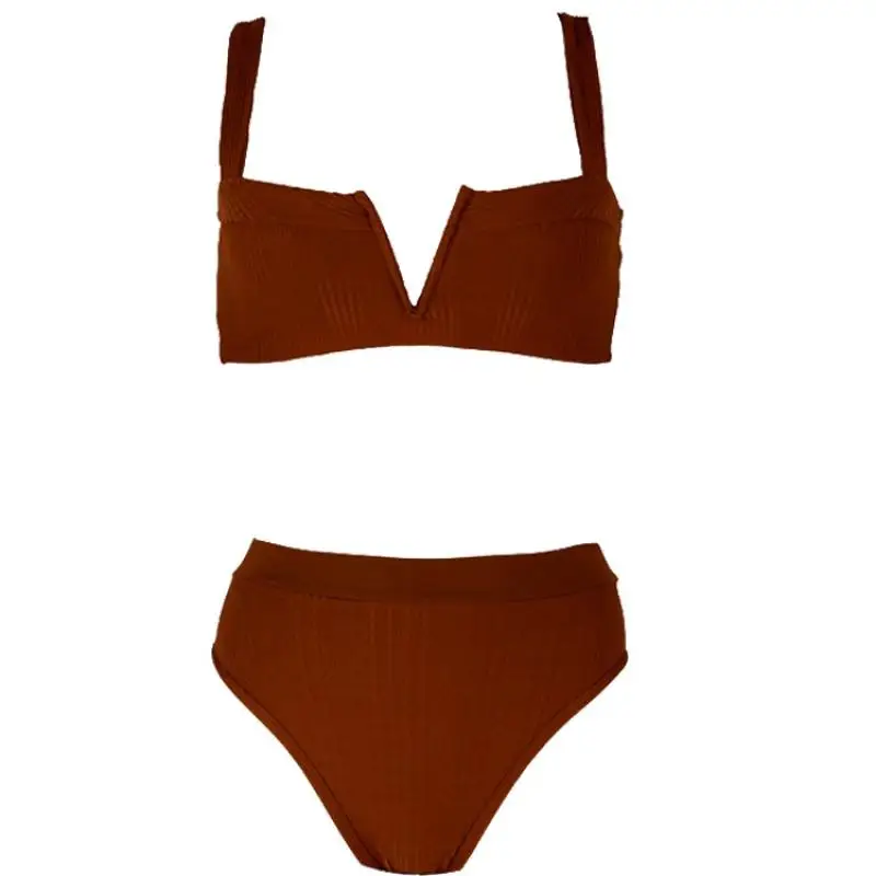 Комплект из 2 предметов быстросохнущие женские бикини пляжная одежда с высокой