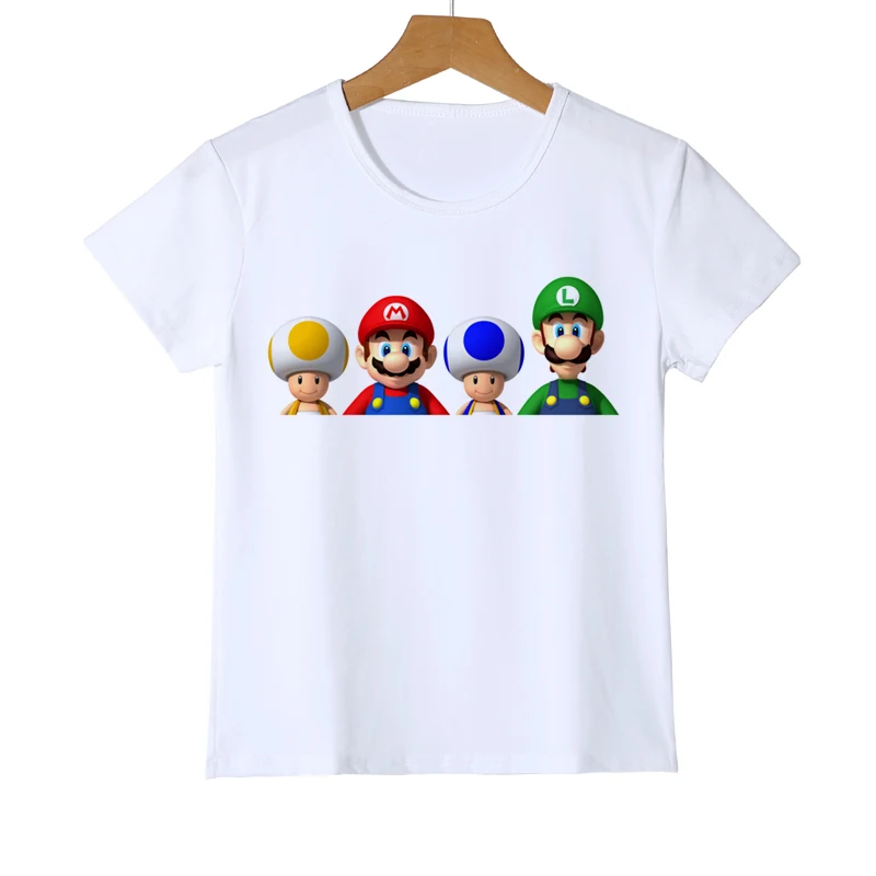 Детские футболки с принтом Super mario bros футболка для маленьких мальчиков и девочек