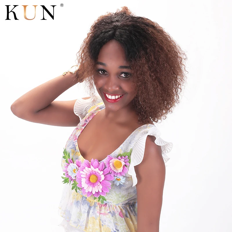 Короткие человеческие волосы на кружеве парики T1b 30 цветов Омбре кудрявые парик