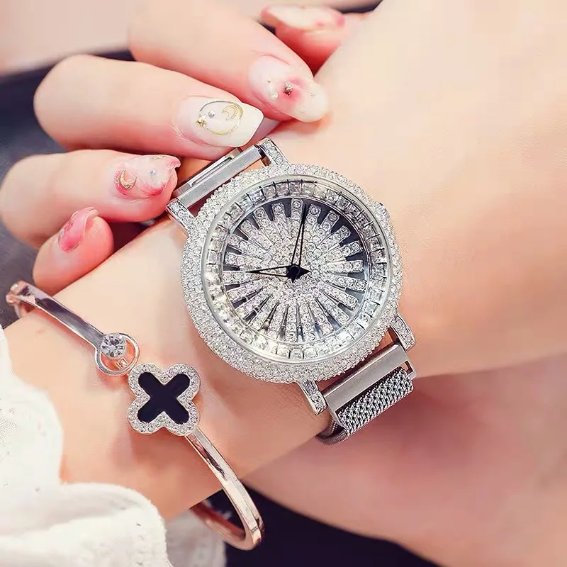 Блестящие бриллиантовые женские часы модные брендовые наручные ремешок для