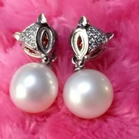 hot sell luxury noble jewelry genuine beautiful a pair 10 11mm aaa south sea white round pearl dangle earrings