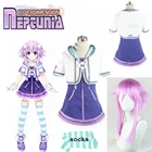 2020 Нептун Hyperdimension Neptunia Косплэй костюм костюмы для хеллоуина наряд пальто + юбка + Nekc + носки + аксессуар для волос, по заказу клиента