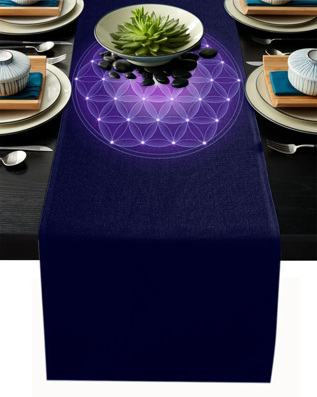 

Фиолетовый жизнь настольная дорожка с цветами; Современные свадебные украшения обеденный стол бегун столовых рождественские украшения