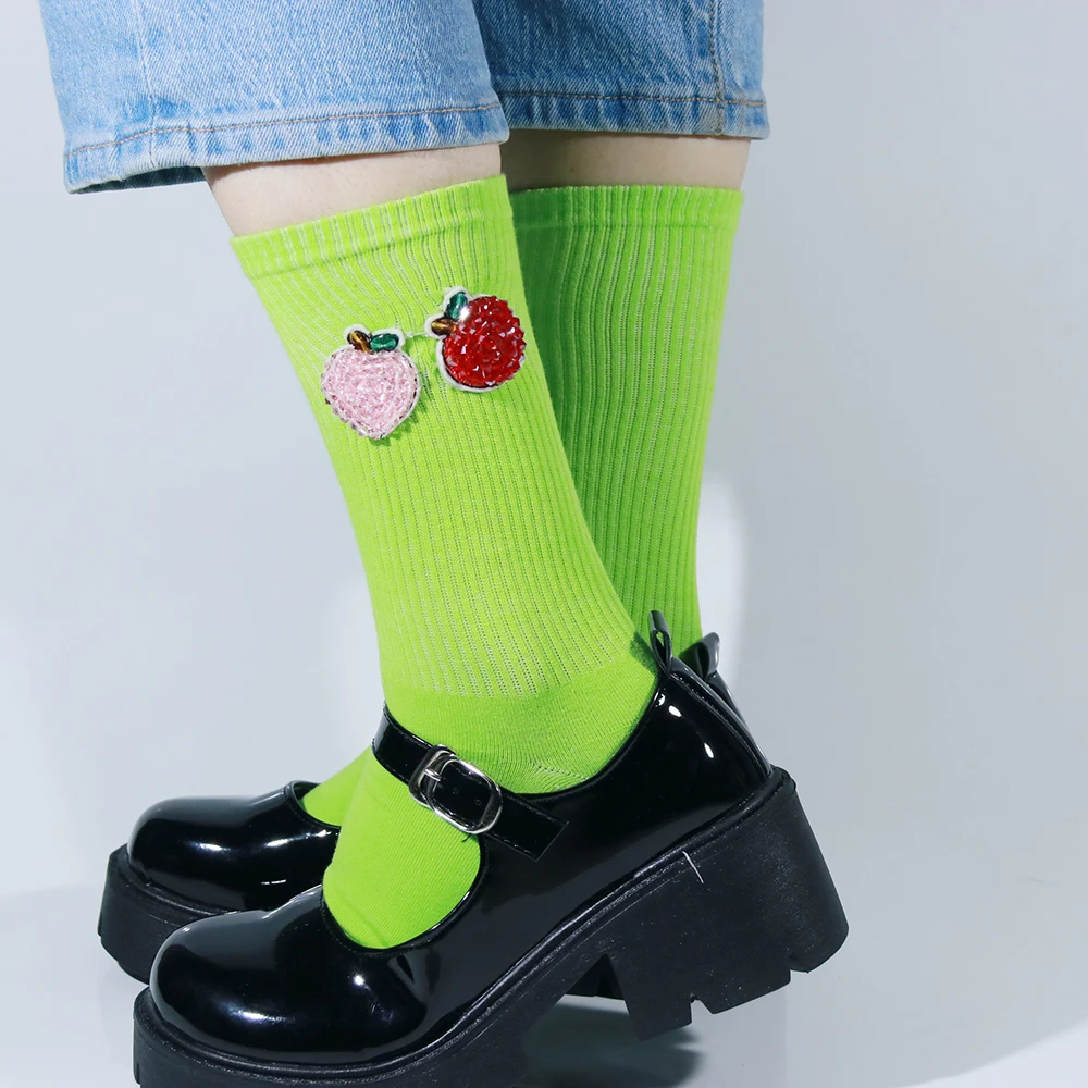 

women socks combed cotton harajuku funny creative cartoon animal crew socks lady girls fruit apple chili men socks