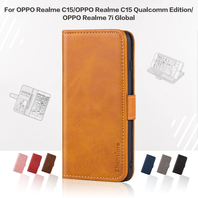 Флип чехол для OPPO Realme C15 Qualcomm Edition Роскошный кожаный с магнитом 7i Global