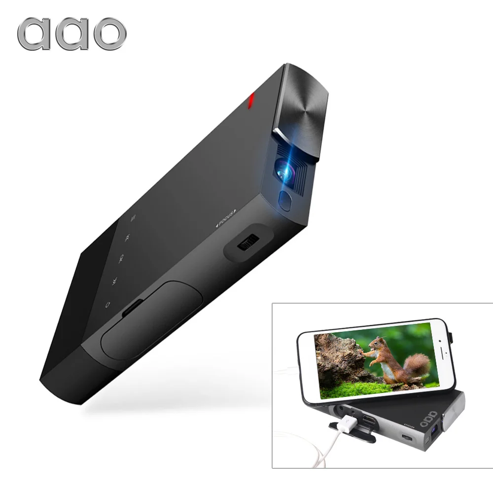 AAO 5200 мАч встроенный аккумулятор DLP A1 Портативный мини-проектор 2000 люмен синхронизация проводной дисплей для домашнего кинотеатра 1080P с HDMI USB TF