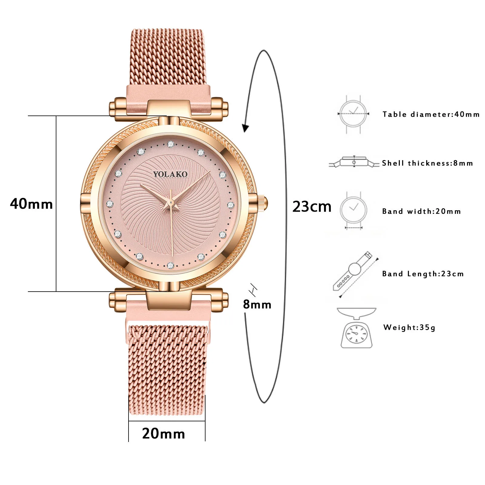 

Luxury Watches 2021 Women Fashion Luxury Rose Gold Stainless Steel Watch With Mesh Strap Quality Classic Ladies Wristwatches
