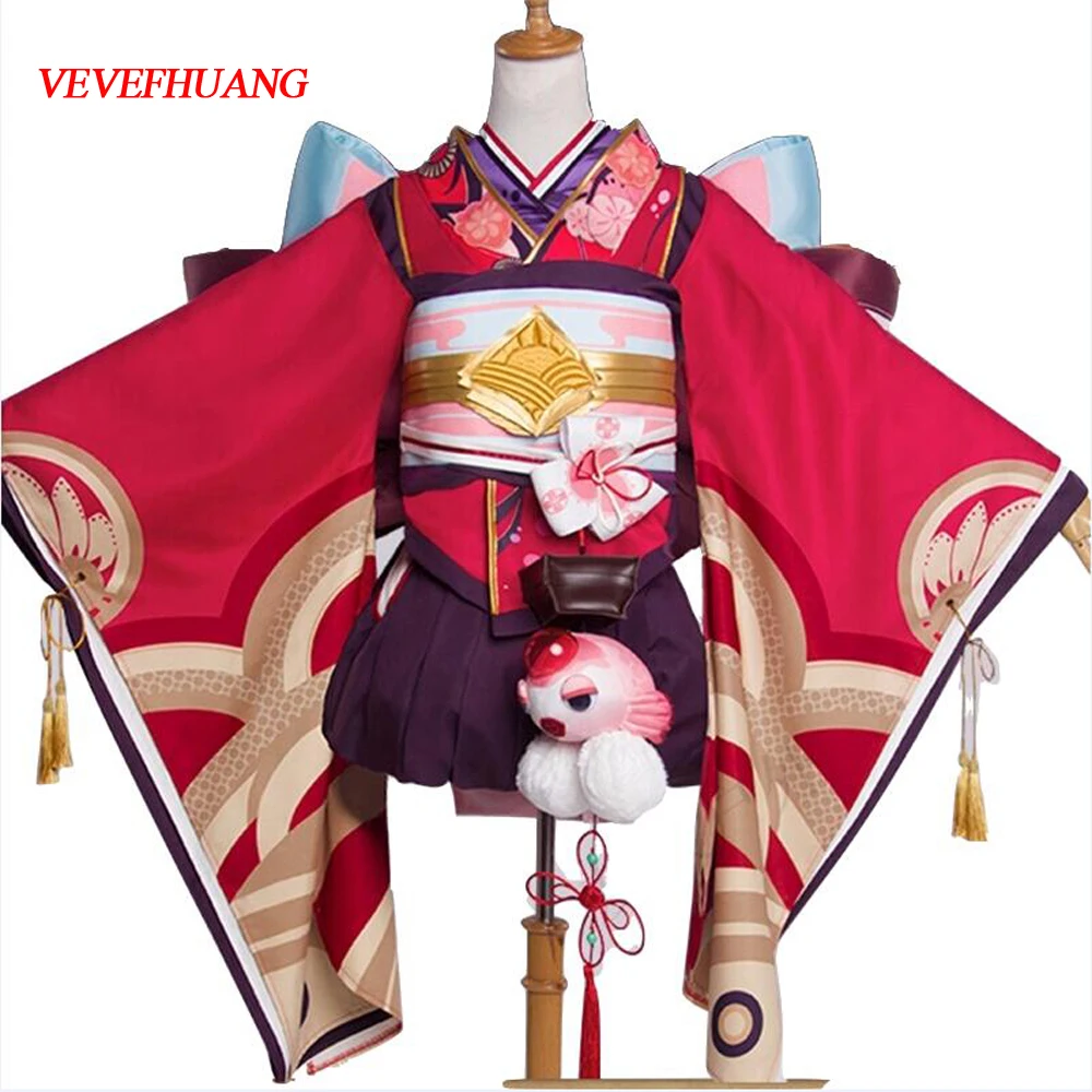 VEVEFHUANG Kосплей игра Onmyoji Косплей Minamoto Kagura японская женская кавайная красная кимоно