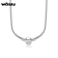 2020 hot sale fashion 45cm silver color snake chain necklace pendant fit original beads charms diy jewelry gift