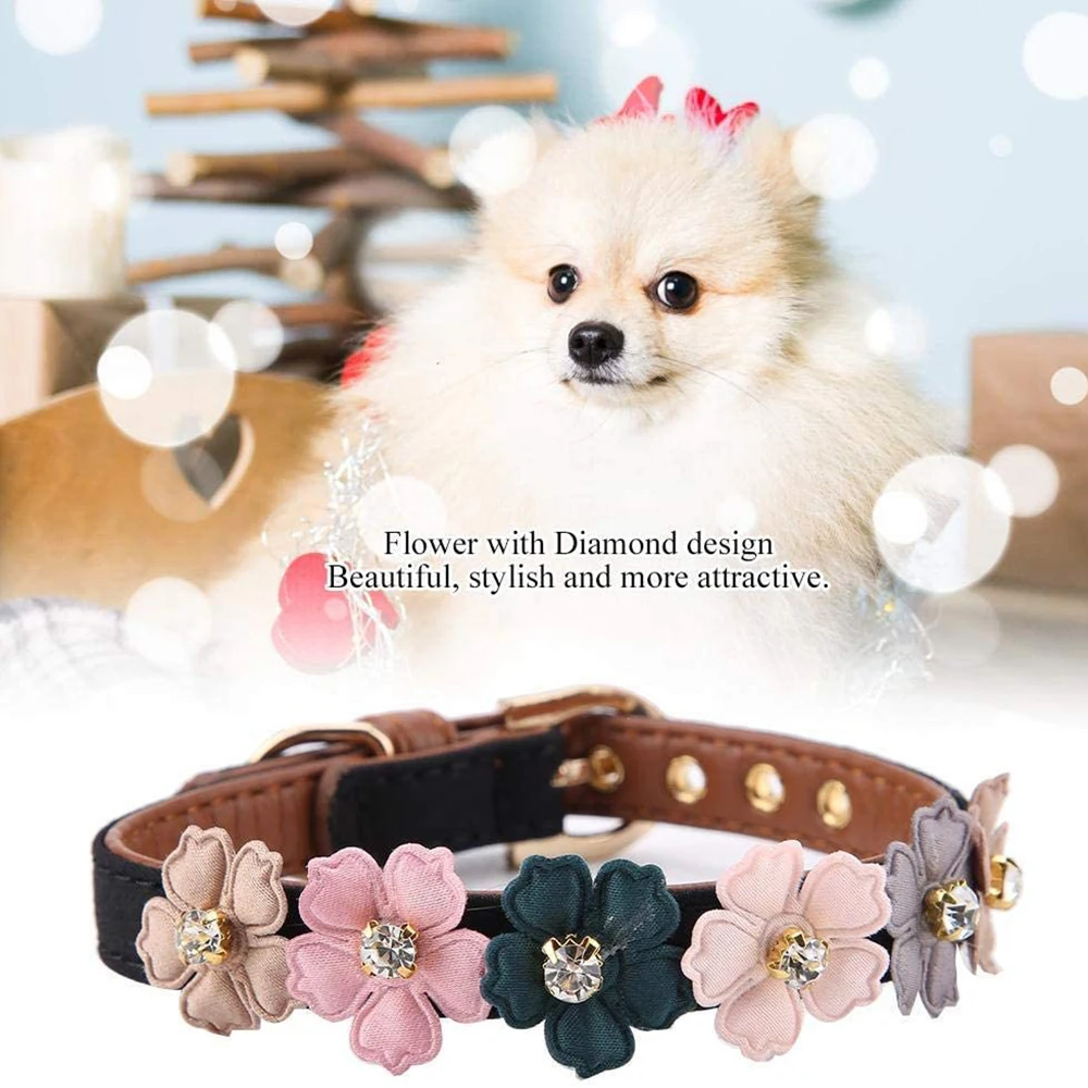 Регулируемый ошейник для кошек из искусственной кожи с цветами ромашки и