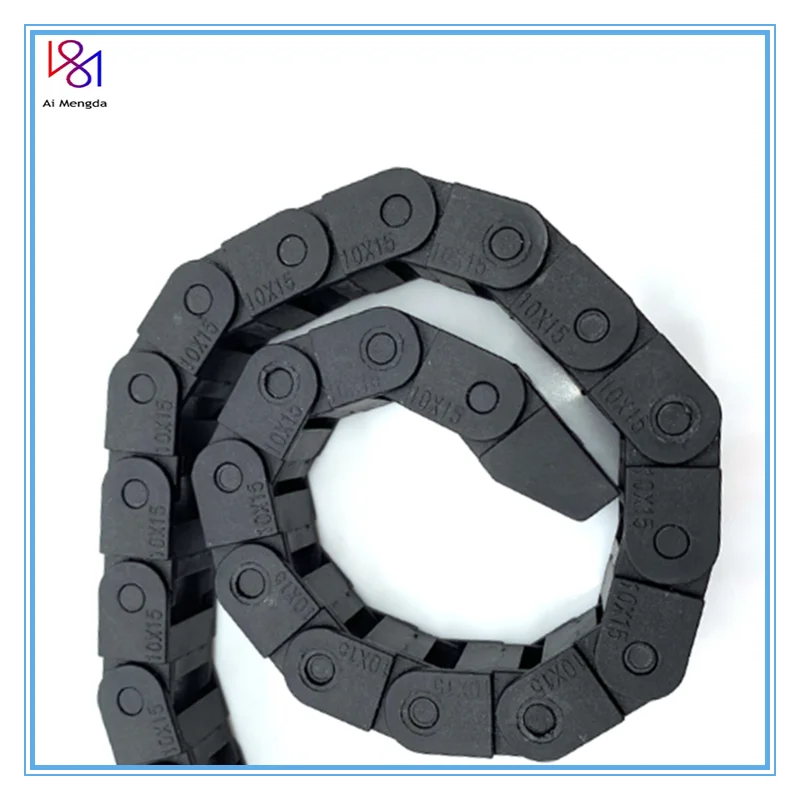 10X15mm 1M Black Plastic Flexible Nested Semi Closed Drag Chain Cable Wire Carrier for 3D Printer CNC Engraving Machine