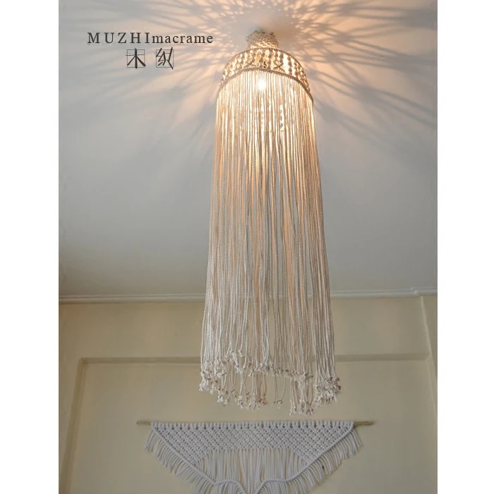 Креативная ручная работа макраме ресторан спальня Лофт люстра с абажуром