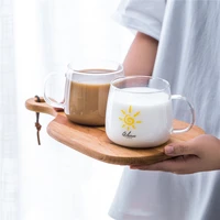 chic sun glass mug breakfast milk juice coffee cup heat resistant transparent mugs handle drinkware lovers couple gifts 450ml