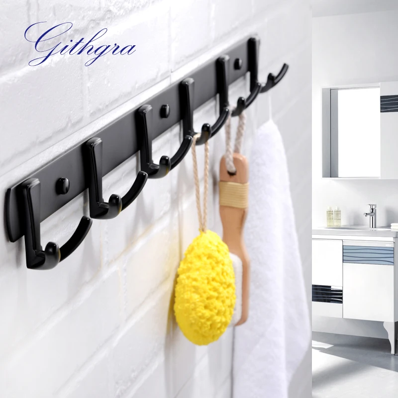 Крючок для полотенец настенное крепление латунь черная отделка ванной комнаты