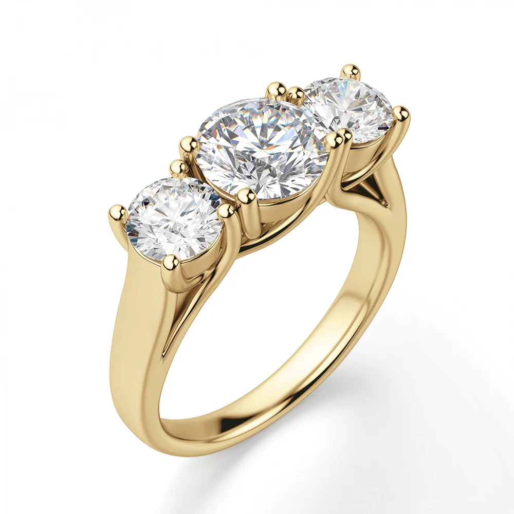 14K белое или желтое золото центр 2ct 8 мм D E цвет Moissanite 4CTW три камня обручальное кольцо для женщин