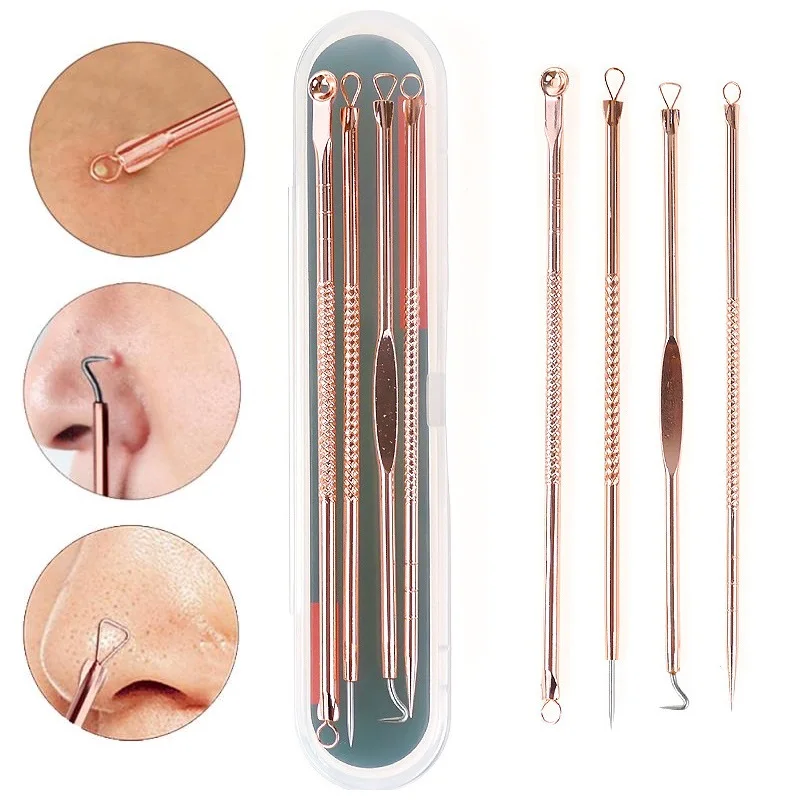

Blackhead Extractor 4pcs Black Dots Cleanser Acne Blemish Remover Needles Set Vacuum Extrusion Acne Nose Cleanser Tool #VM-1