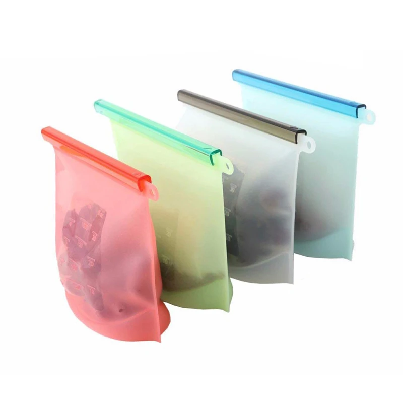 1000/1500 мл силиконовый мешок для хранения Многоразовые силиконовые пакеты еды