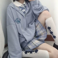 houzhou japanese kawaii zipper hoodies women autumn harajuku oversized preppy style jk uniform sweatshirt soft girl cute fashion