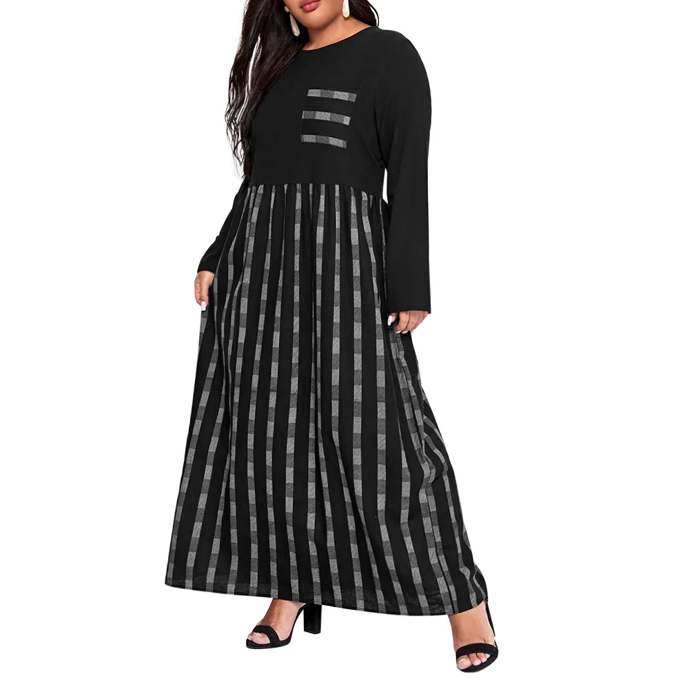 

Striped Print Eid Turkey Muslim Dress Women Kaftan Jubah Long Robe Abaya Hijab Vestidos Islamic Clothing Duabi Arabic Mulsuman