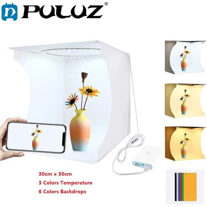 

Студийный рассеянный софтбокс PULUZ 30 см, складной портативный кольцевой светильник, светильник щение для фотостудии, палатка для съемки, наб...