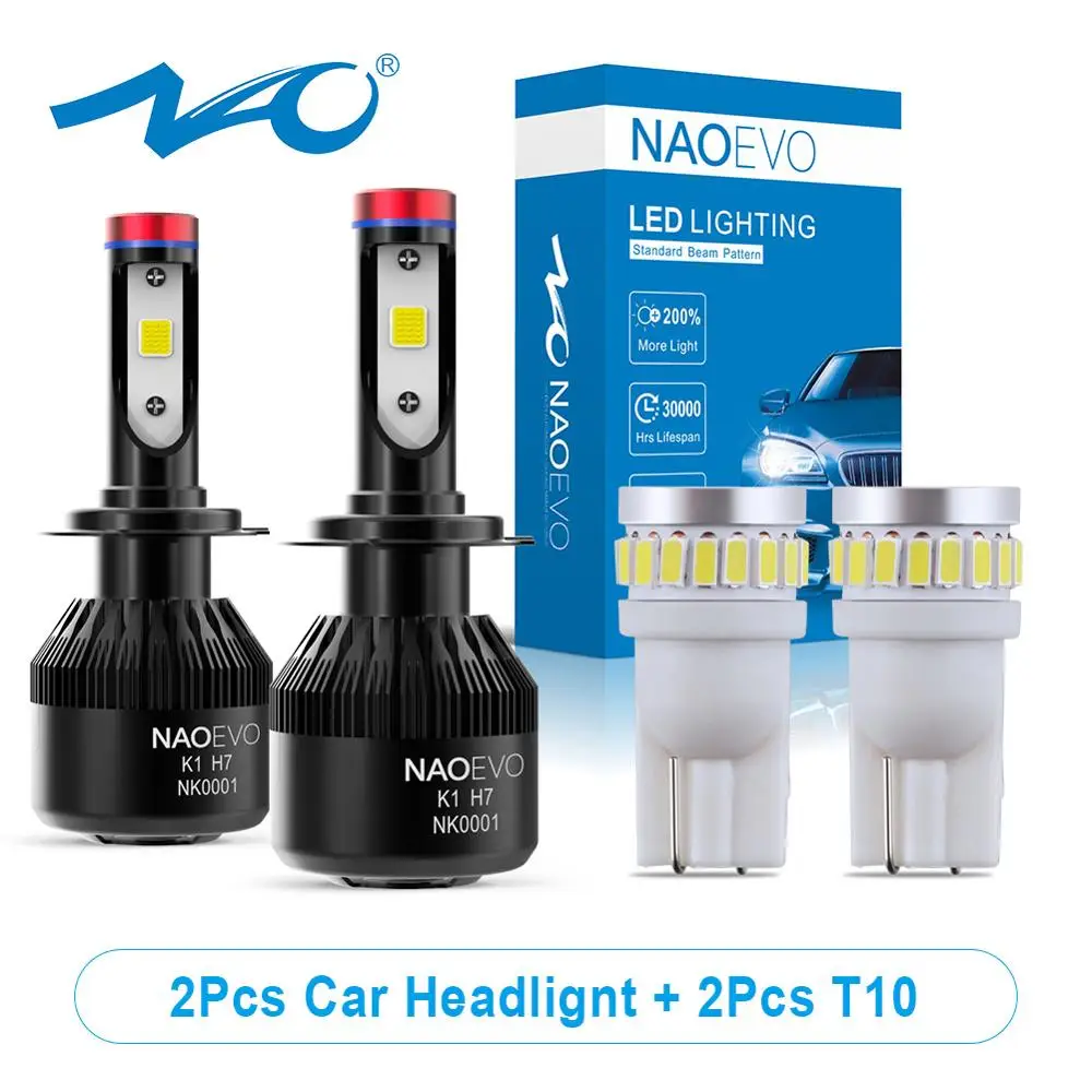 Автомобильные противотуманные фары NAO H7 H4 светодиодный W5W H11 HB4 H8B H8 HB3 H9