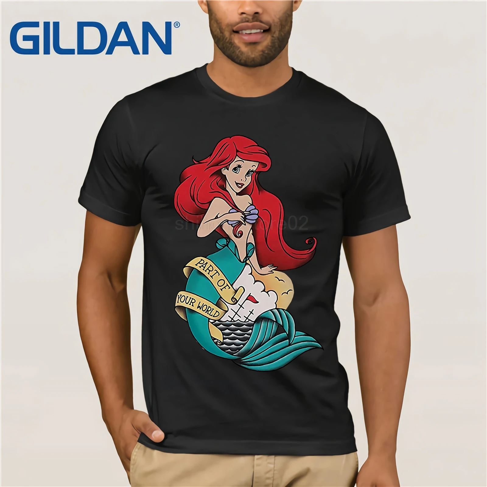 Мужская футболка с рисунком Русалочки Ариэль L XL новый стиль модные мужские
